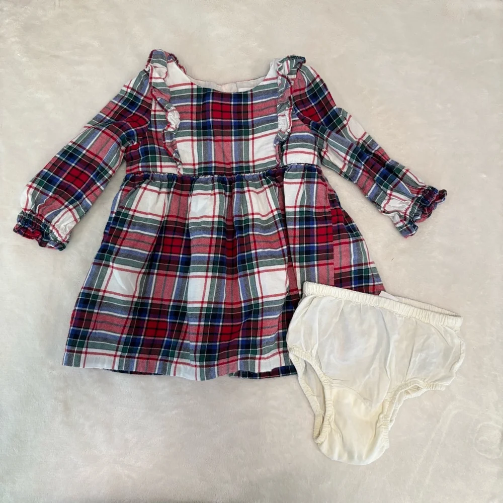 Gap 6-12 months long sleeve baby dress Christmas plaid